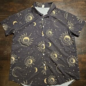 Men's Black and Gold Celestial Print Shirt
